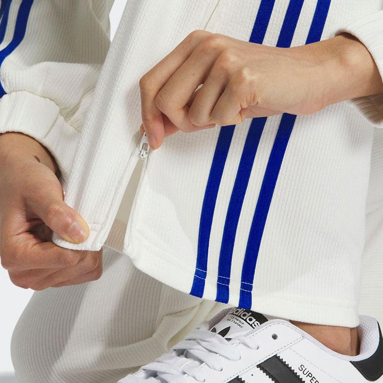 adidas Originals Trefoil Three-Stripe Colorblock Knit Straight Leg Track Pants Women White IY7121