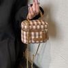 Borse a tracolla mini a quadri alla moda per donna, coreane estive, borsa a secchiello con catena a fiocco, portafoglio semplice versatile per rossetto e carte da donna