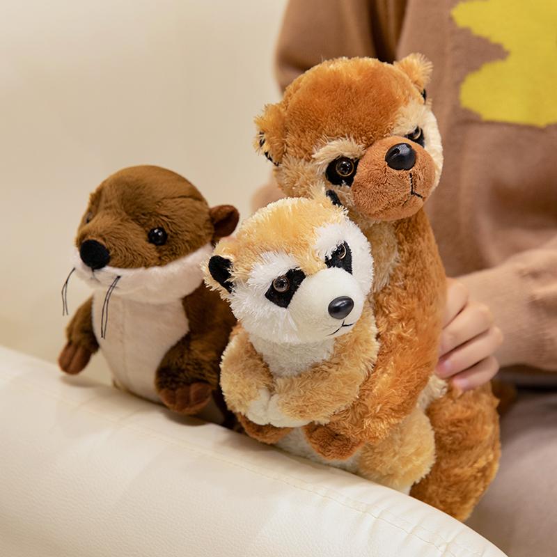 Simulation Meerkat Family Stuffed Animal Kawaii Standing Meerkat Mother And Child Plush Dolls Birthday Gift For Boys And Girls