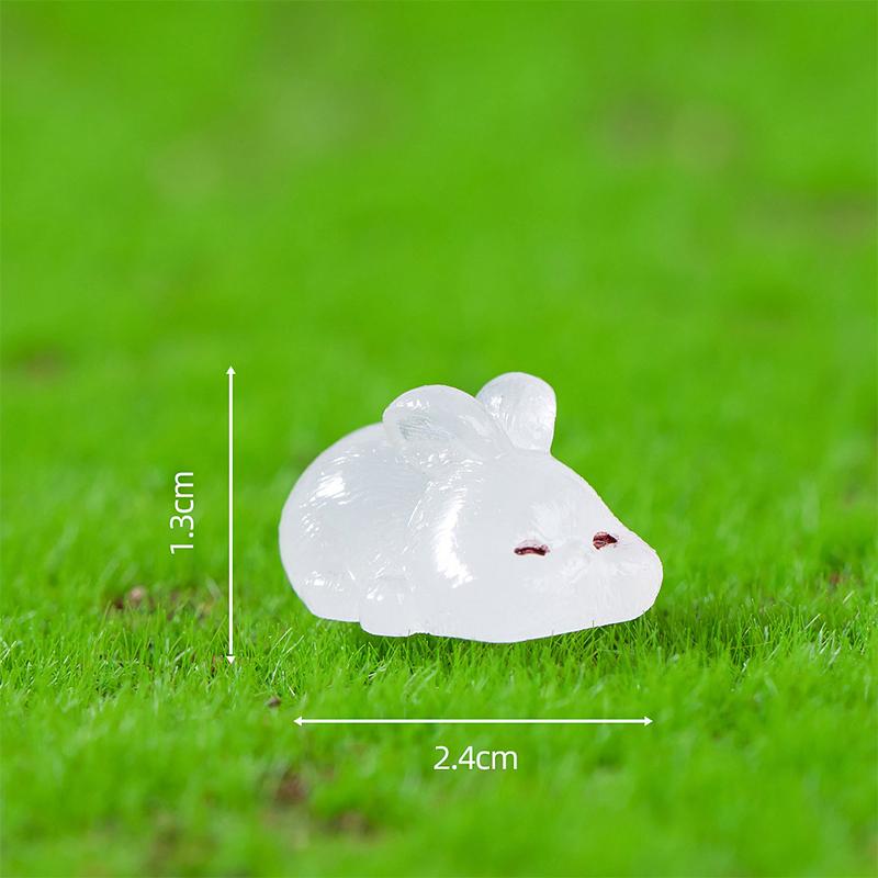 8Pcs Luminous Rabbit Miniature Figurines Fairy Garden Decoration 8 Postures Cute Bunny Home Decor Glow At Night Desk Ornaments
