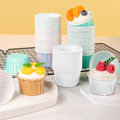 50 Stück hochtemperaturbeständige Kuchenförmchen, fettdichtes Papier, wasserdicht, leicht zu entformen, Einweg-Backförmchen in Lebensmittelqualität