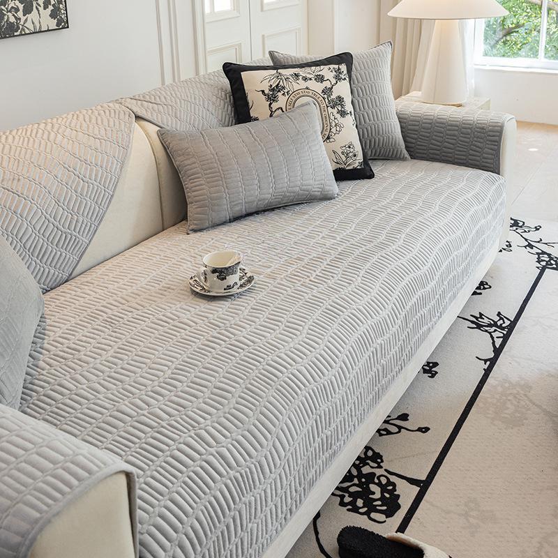 Nordic Solid Color Sofa Cushion Four Seasons Universal Sofa Cushion Simple Crystal Velvet Non-Slip Sofa Cover Cover Towel