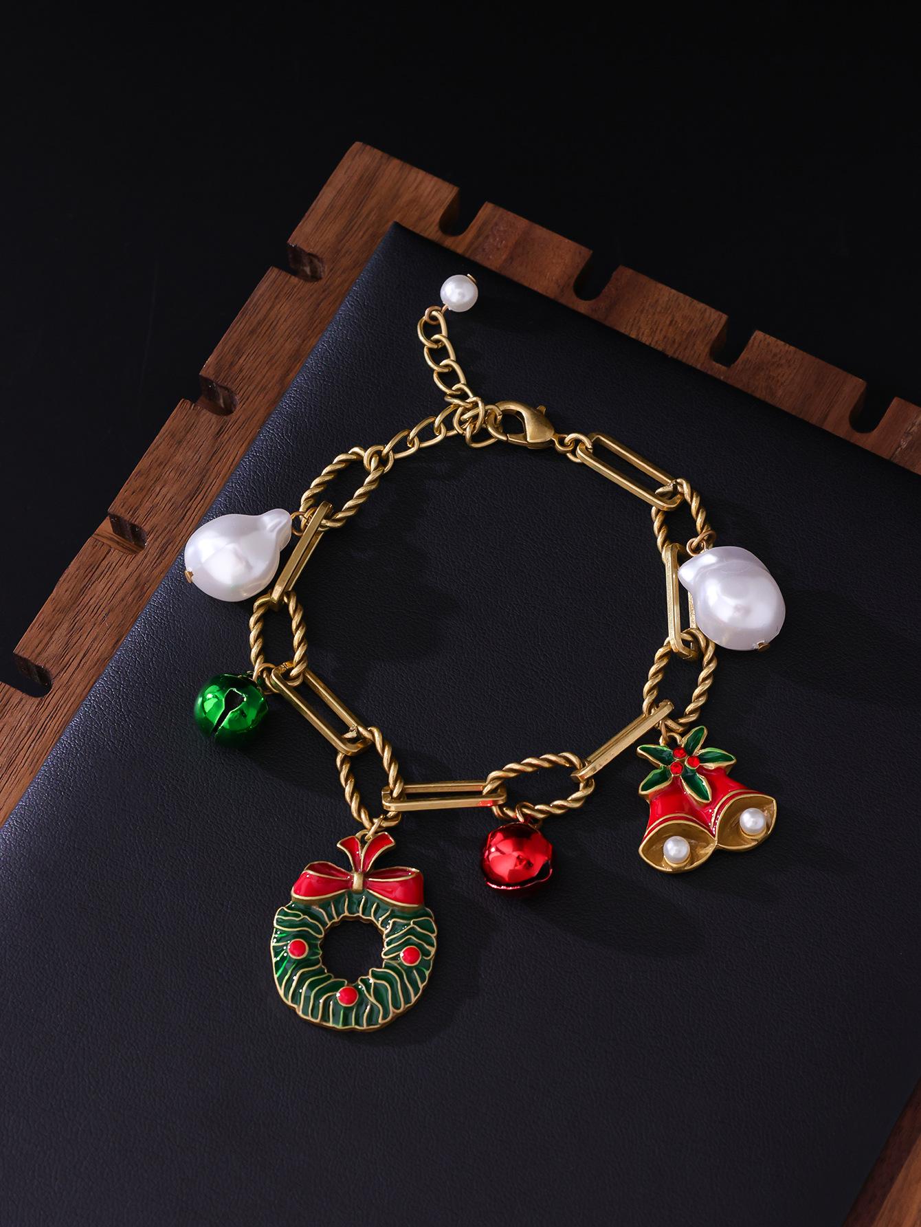 

Винтажный Ретро Браслет в Придворном Стиле с Геометрическим Дизайном и Стразами в Виде Рождественского Колокольчика