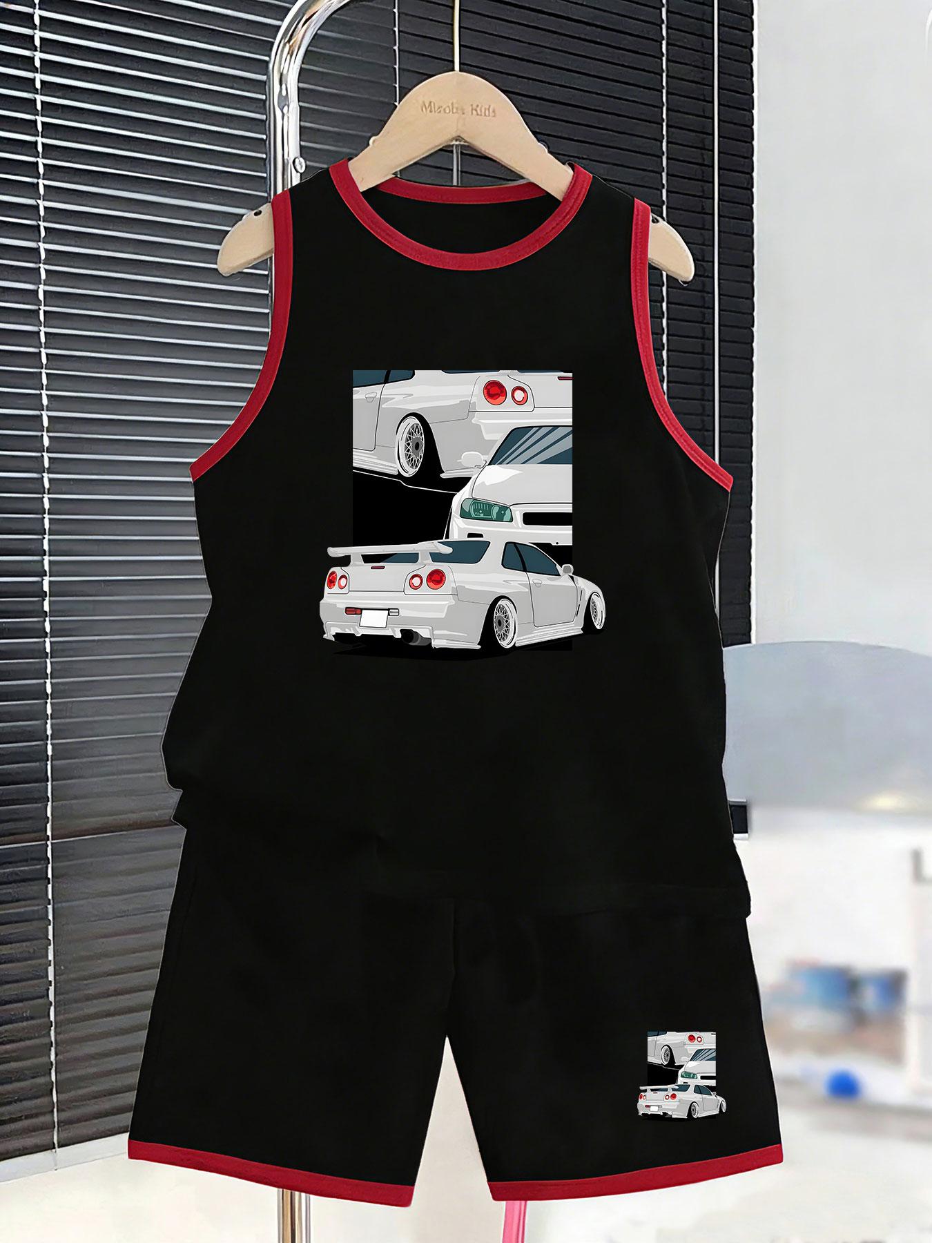 

Boys’ Japanese car collection set. Trendy prints, breathable fabric, loose fit for car fans. 2-3Y чёрный