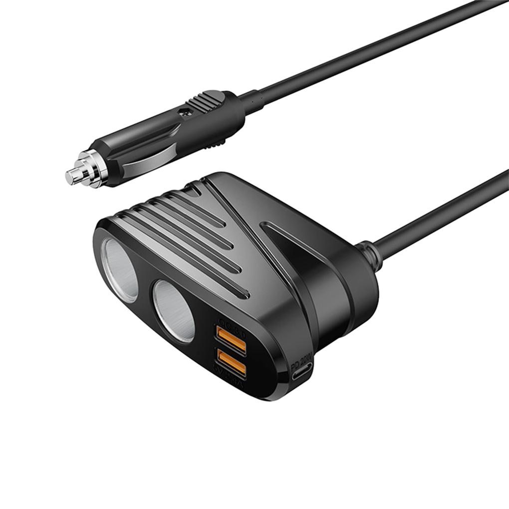 

Пластиковый удобный и прочный разветвитель прикуривателя для зарядки автомобиля, простой в установке чёрный