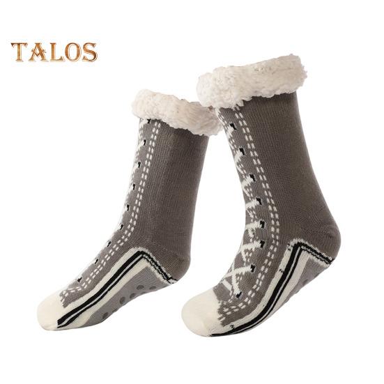 

1 пара зимних носков с рисунком обуви, с плюшевой подкладкой, сохраняющих тепло, рождественские носки с высоким голенищем, гетры для ног, осенне-зимние носки-тапочки, праздничный подарок