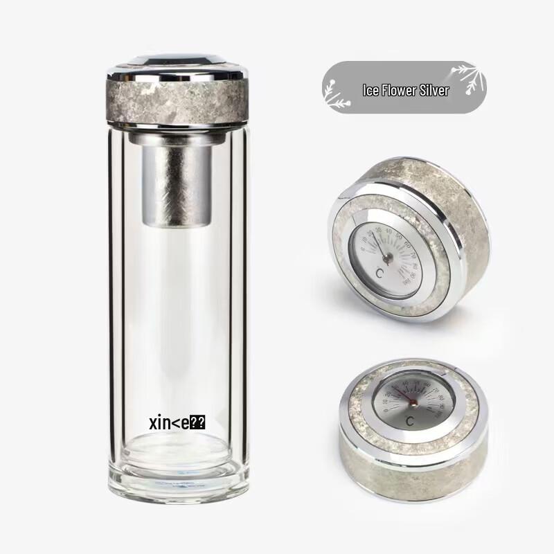 Xinke XTi-2007 Portable Double-Layer Borosilicate Glass Tea Cup with Filter