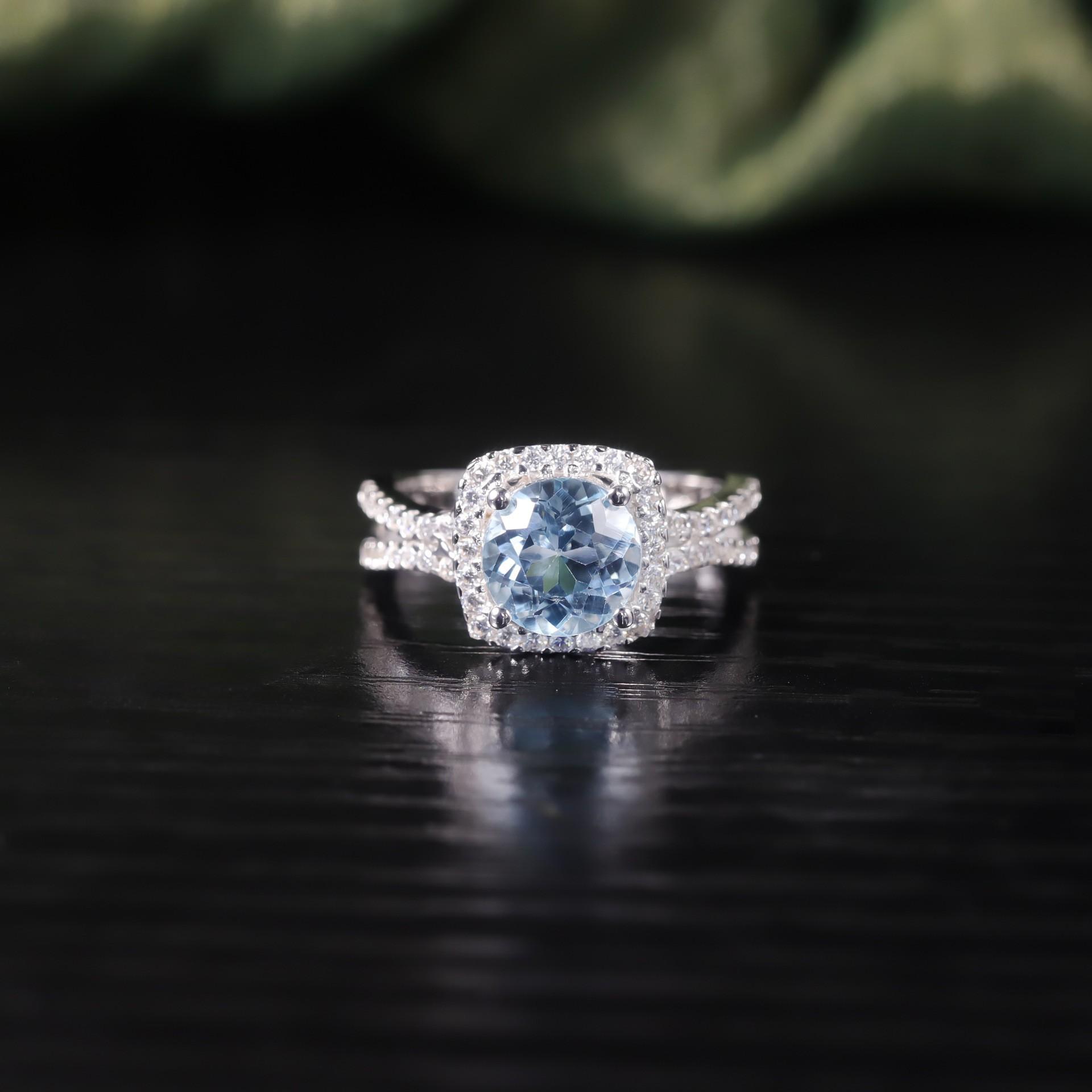 

Niche Design Ring S925 Sterling Silver Gemstone Ring Natural Topaz Amethyst Ring Us size 10