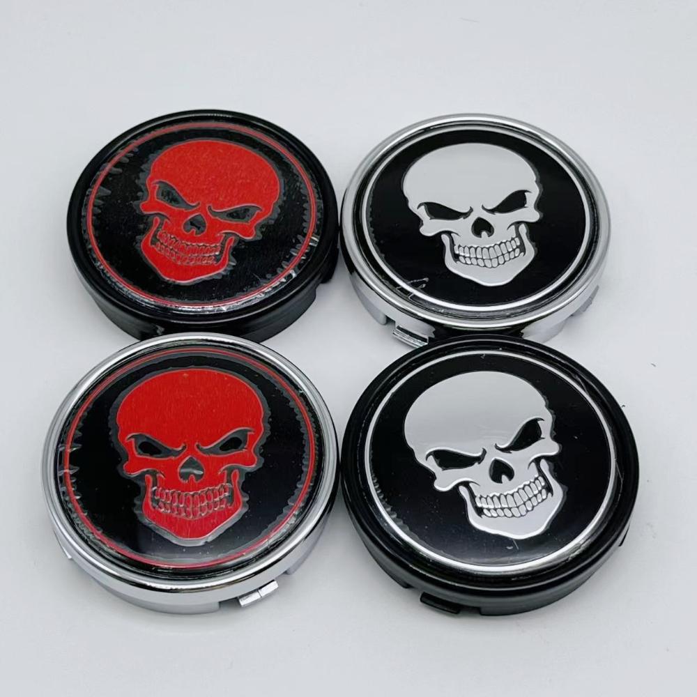 4pcs O.D 64MM (I.D 61MM ) Skull Logo Emblem Car Wheel Center Caps for Volvo Rim Hubcaps Cover Wheels Hub Lid Replace Accessories