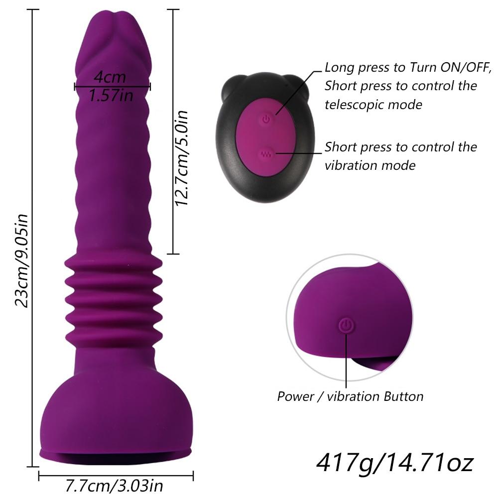 Dildo s vibrátorem na dálkové ovládání s přísavkou Teleskopická erotická hračka s velkým penisem pro ženy Stimulace bodu G pro ženskou masturbaci