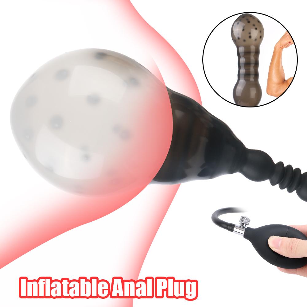 18-52cm Inflatable Anal Beads Anal Plug For Women Vaginal Dilator Men Butt Expander Big Dildos Female Masturbator Sex Toys Adult