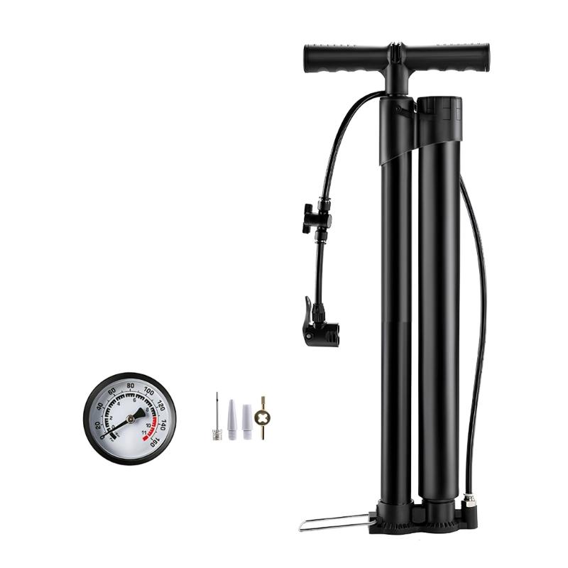 Road Bike Pump with Gauge Cycling Portable Bicycles Floor Pump Basketball Toy Tire Inflator Air Pumps Cycling Accessory