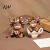 Unique Coffee Station Decoration 2Pcs Cow Figurine, Cute Resin Animal Statue for Home Desk Miniature Highland Decor, Cafe Style Tabletop