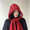 Knitted Balaclava Beanie With Scarf Combo Women Men Winter Warm Windproof Hooded Hat In Neutral Styles