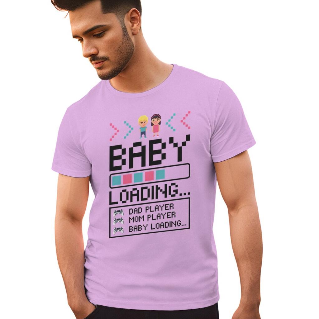 Baby Loading Print Couples T Shirt Vintage Gamers Papa Mama Tshirt Short Sleeve Crewneck Pregnancy Announcement Tshirt Gifts