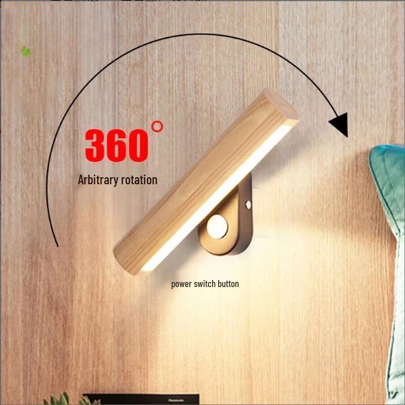 UOSU Modern Solid Wood Rotating LED Wall Lamp