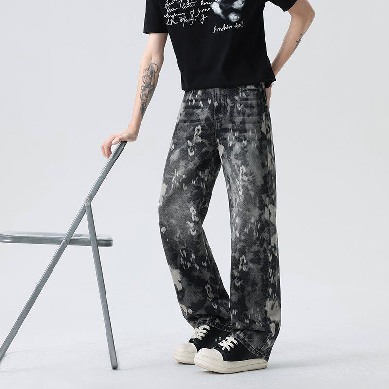 Trendy Men's High-Quality Tie-Dye Loose Jeans - American Retro High Street Style