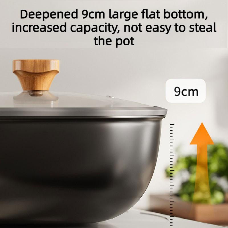 New 24cm Square Refined Iron Wok Pan Non-coating Hammered Frying Pan Skillet Nonstick Flat Bottom Deep Frying Pot for All Stoves