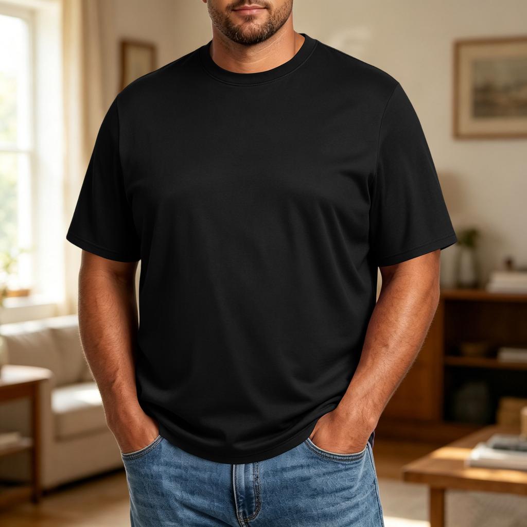 Men’s Plus Size Comfortable Breathable Loose Fit Wicking Casual Short Sleeve Crewneck T Shirt for Everyday Wear