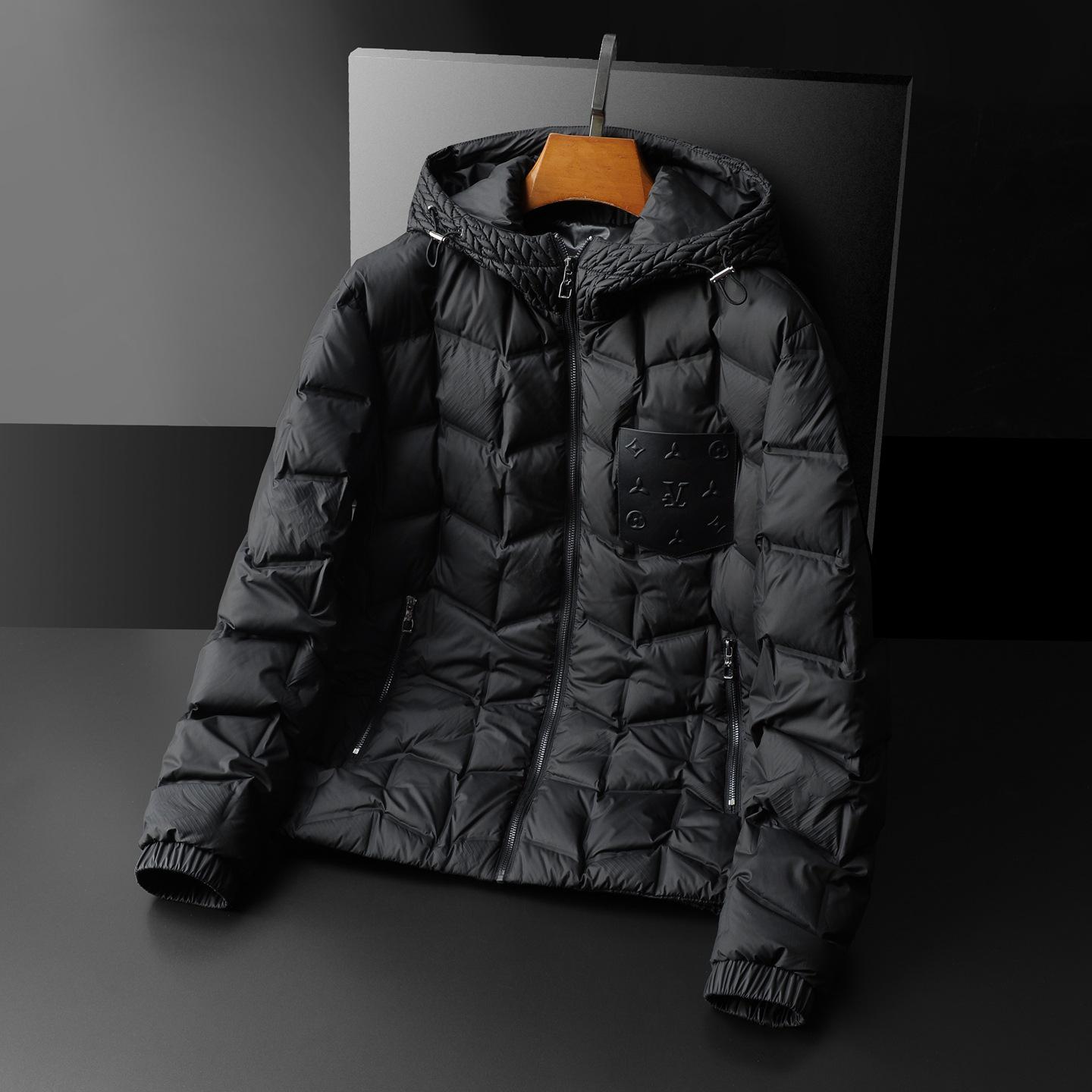 

European Style Men s Plus Size Hooded Down Jacket: Winter Slim Fit Warm Outerwear L чорний