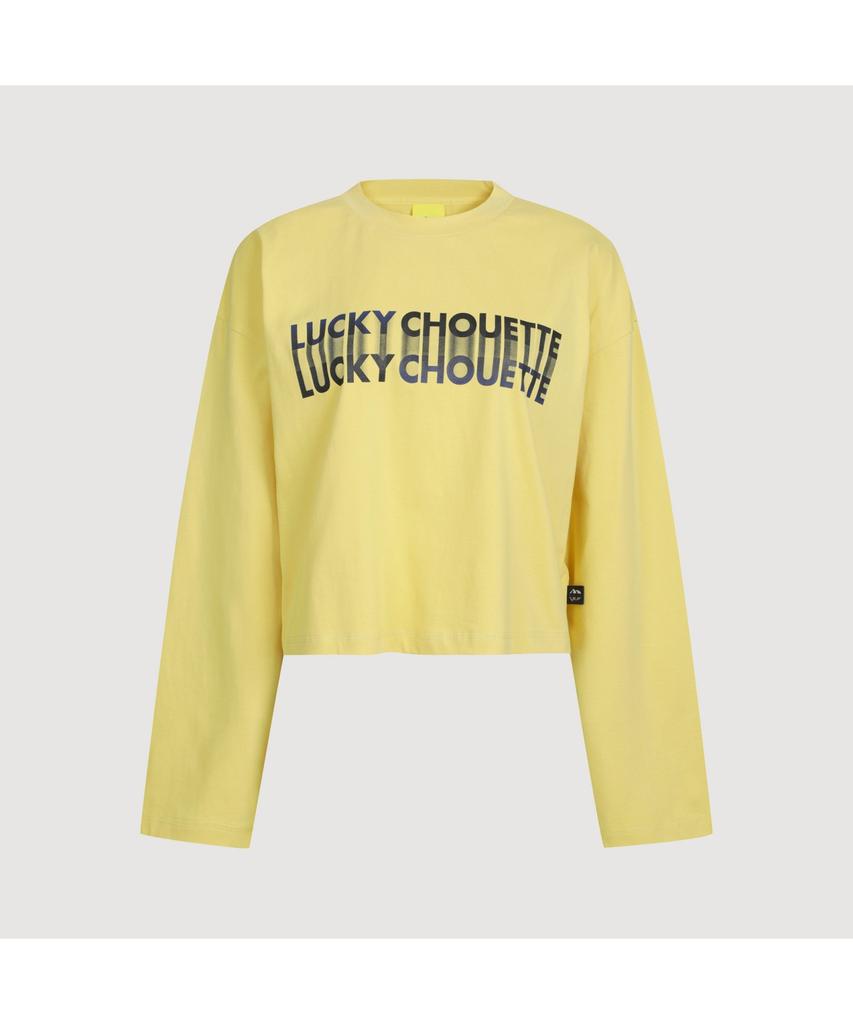 LUCKY CHOUETTE Printed Cropped Long-Sleeved T-Shirt (Yellow) Lftas25170Yex