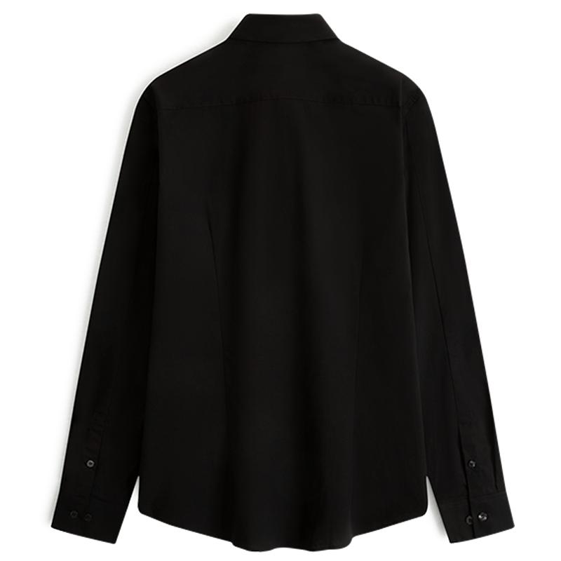 Calvin Klein Business Casual Polo Collar Embroidered Shirt Men Shirts Black J319065-BEH