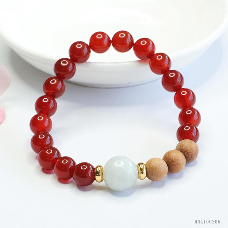 

Хуан Ю Натуральный Красный Агат Нефрит Браслет Халцедон Браслет MN4100205 Agate ~8mm, Jade ~12mm