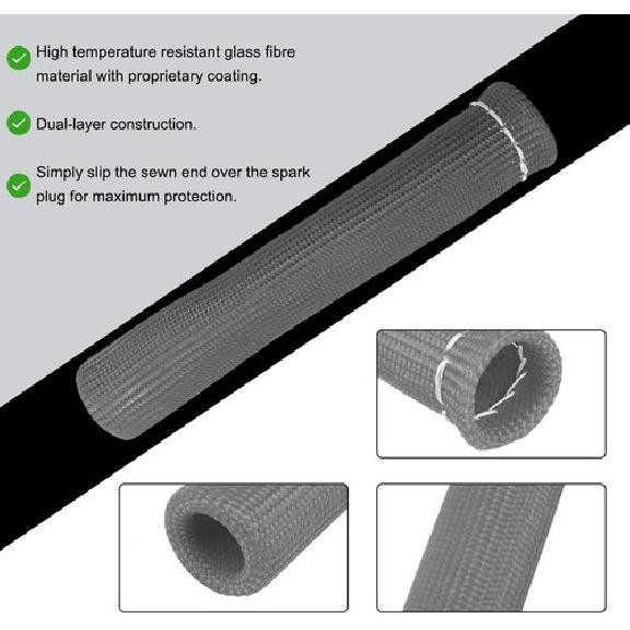 8 PCS Spark Plug Wire Protector Sleeve, 6 Inches Glass Fiber Automotive Gray