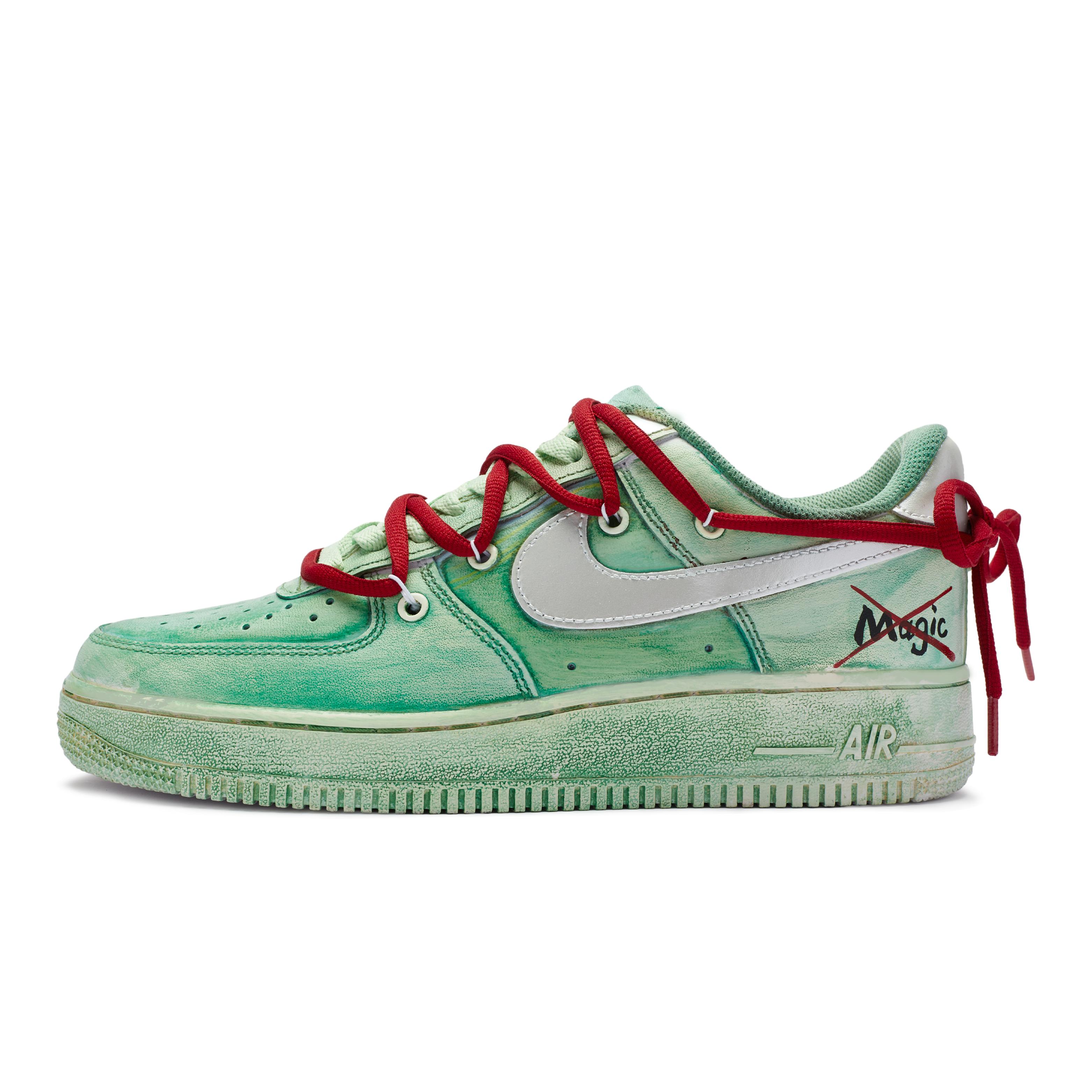 Nike Air Force 1 Height Increasing Low top Skateboard Shoes GS Silver Green DH2920-111(Team80-) 36.5