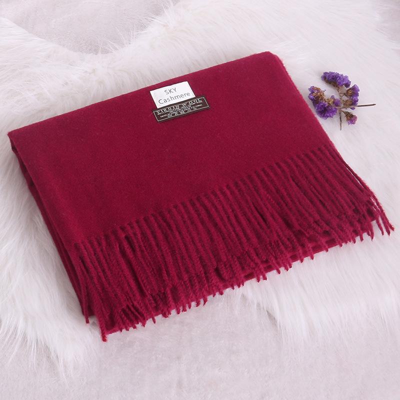 Women's Winter Solid Color Tassel Scarf - Thick Warm Korean Style Monochrome Imitation Cashmere Shawl