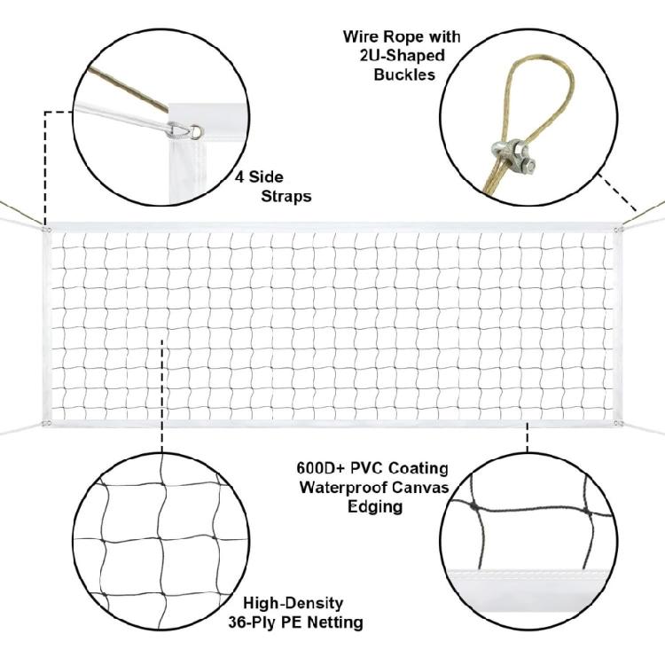 Simple Folding Net Weather Resistant Volleyball Net Training Volleyball Net for Grass Sand or Concrete Surfaces