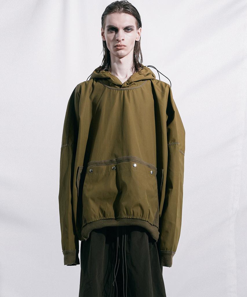 Square Cut Hoodie Khaki