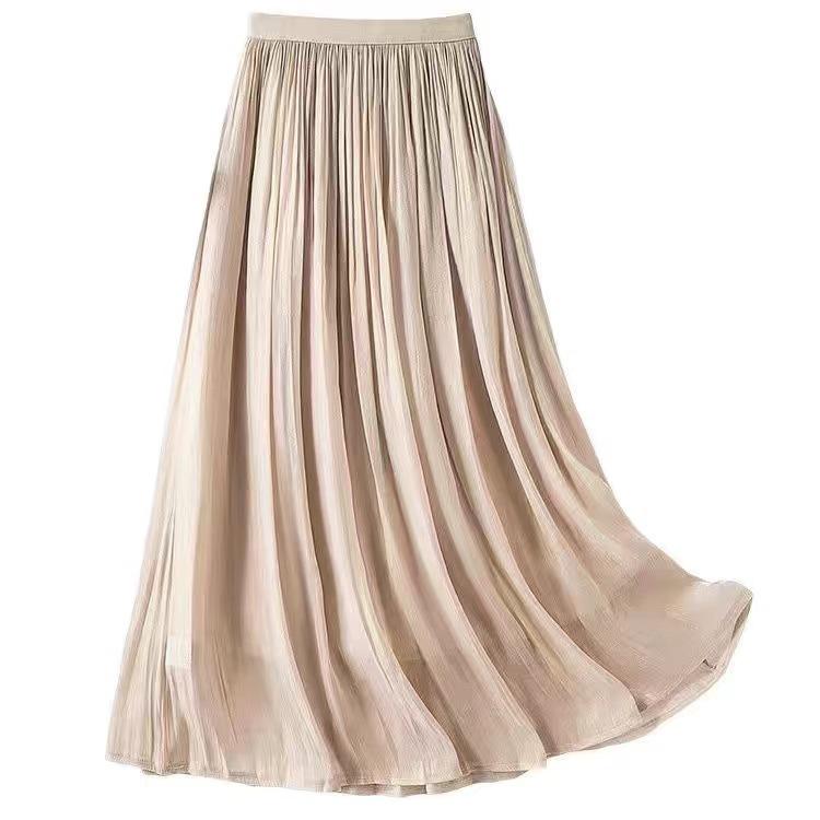 

Elegant High-Waisted Iridescent Tulle Midi Skirt for Women One Size абрикосовый