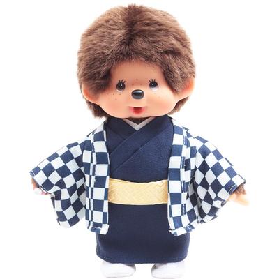 Offizielles Kyugetsu Original Kimono Monchhichi Junge Karomuster Blau IPM-14-Z