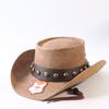 Popular European and American Classic Australian Leather Cowboy Hats, Men's and Women's Riveted Punk Western Cowboy Hats