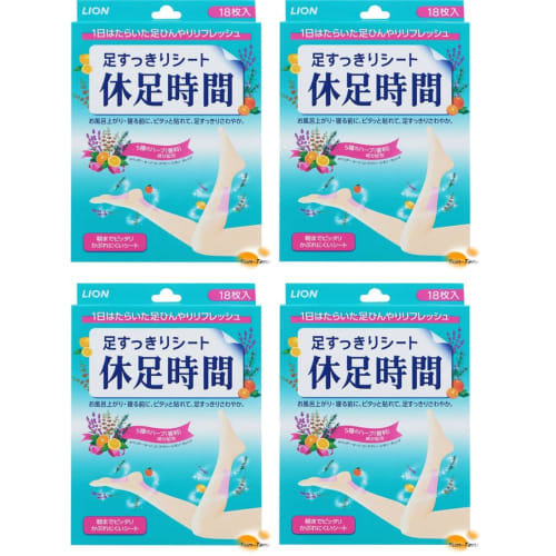 

[A blissful reward for hard-working feet] Kyusoku Jikan Foot Refreshing Sheets, 18 sheets x 4 packs, tightly adheres to skin, provides a powerful cool