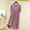 Summer Women's Dress With Long Loose Insole Solid Color Short Seeved Dress Night Dress