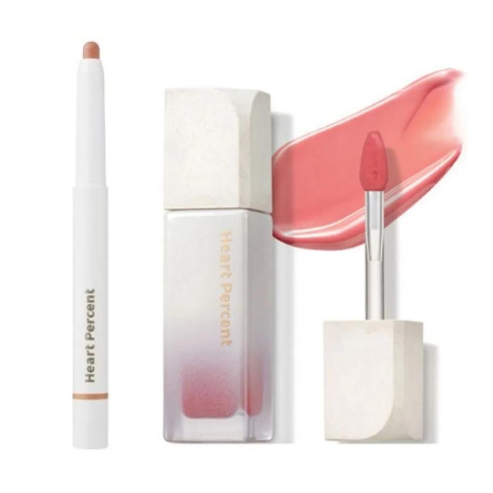 Heart Percent Set Lip Pencil Salmon Peach + Tint Just Coral