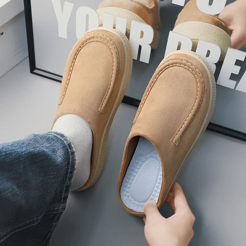 Zapatos de Plataforma Medios para Hombre Mocasines Semi-Drag Zapatos de Casa Abiertos por Detrás Chanclas Masculinas Planos sin Talón para Deslizar