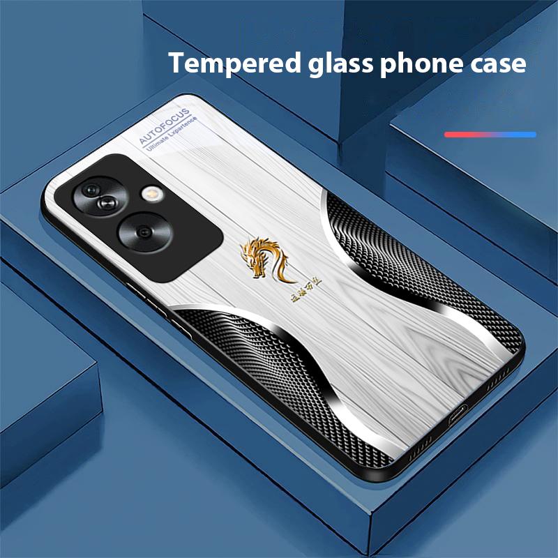 Holz Drache Schwarz Für Oppo A79 5G 58 78 74 60 4G Reno 11F Realme GT 6 11 Note 50 10 C55 X2 Gehärtetes Glas Schwarz Handyhülle