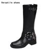 New Autumn Winter Knee High Boots Women Fashion Ladies Belt Buckle Knight Long Boots Women's Biker Booties