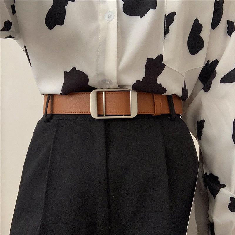 Unisex Punch-Free Leather Belt: Versatile, Trendy, Hole-Free Design for Men and Women.