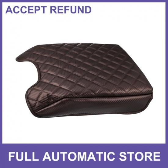 Faux Leather Center Console Cover  for Ford F150 2015- Brown Stitches