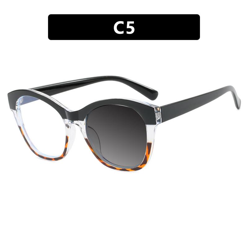 Luxury Brand Design Anti Blue Light Large Women  Patchwork Color Frame Photochromic Hyperopia Glasses Personalized +100~+600