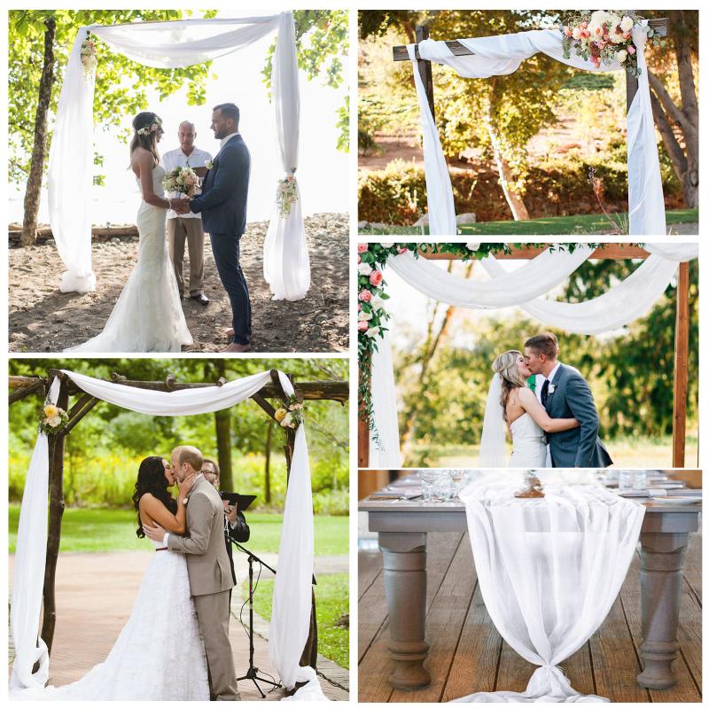 2 Pcs Elastic Snow Gauze Chiffon  Curtains For Wedding Arch Swearing Background Photo Photography