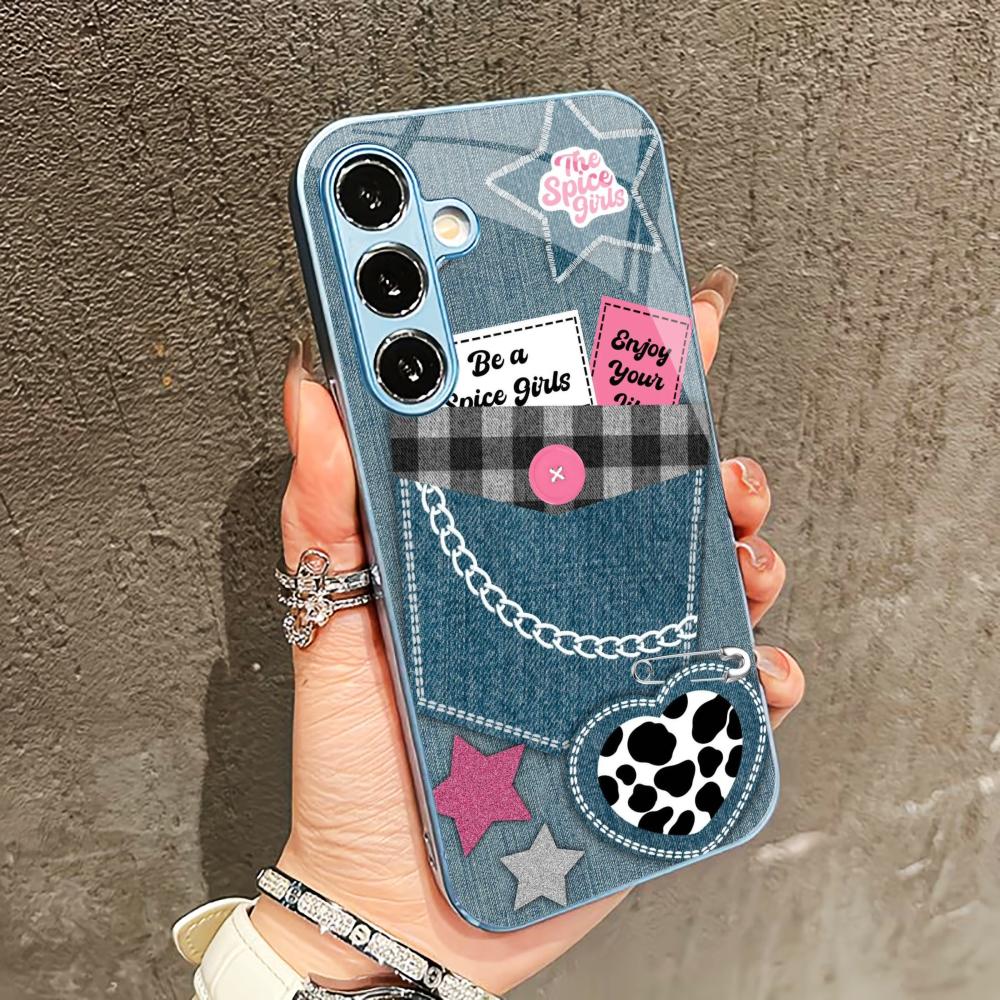 Pocket fabric pattern PhoneCase for Samsung Galaxy S26 S25 S24 S23 S22 FE Ultra Plus Built-in glass feel bare machine Men women