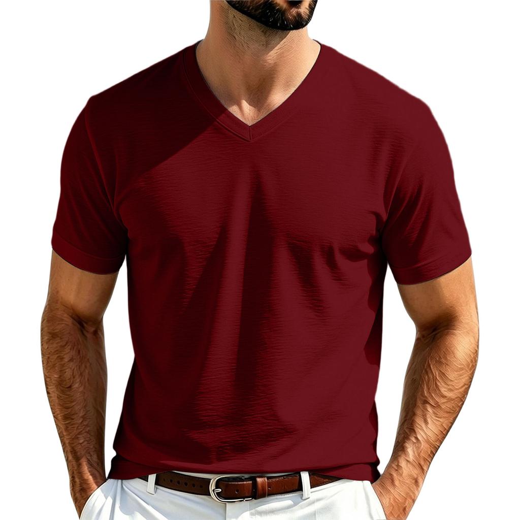 Camiseta de manga corta con cuello en V para hombre para uso casual diario en verano