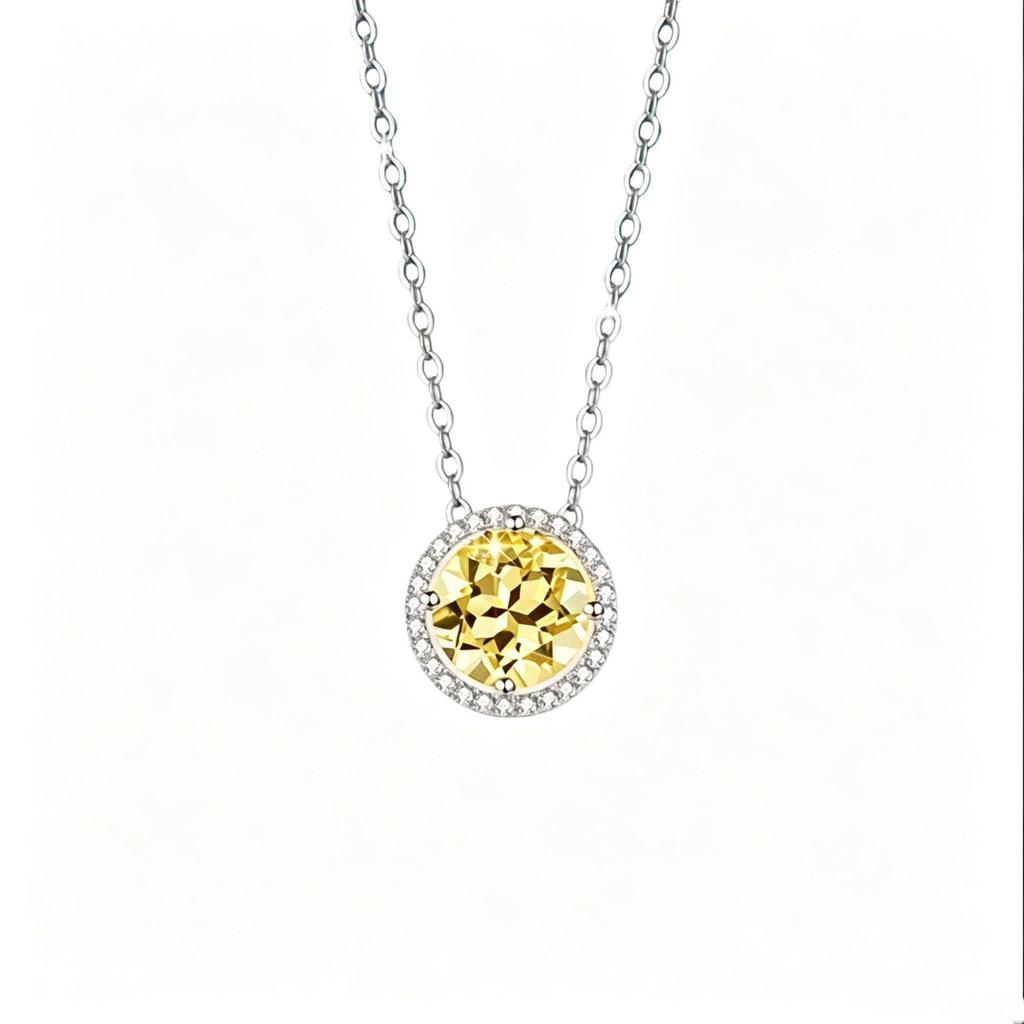 S925 Sterling Silver Natural Topaz December Birthstone Necklace, Simple Versatile Clavicle Chain