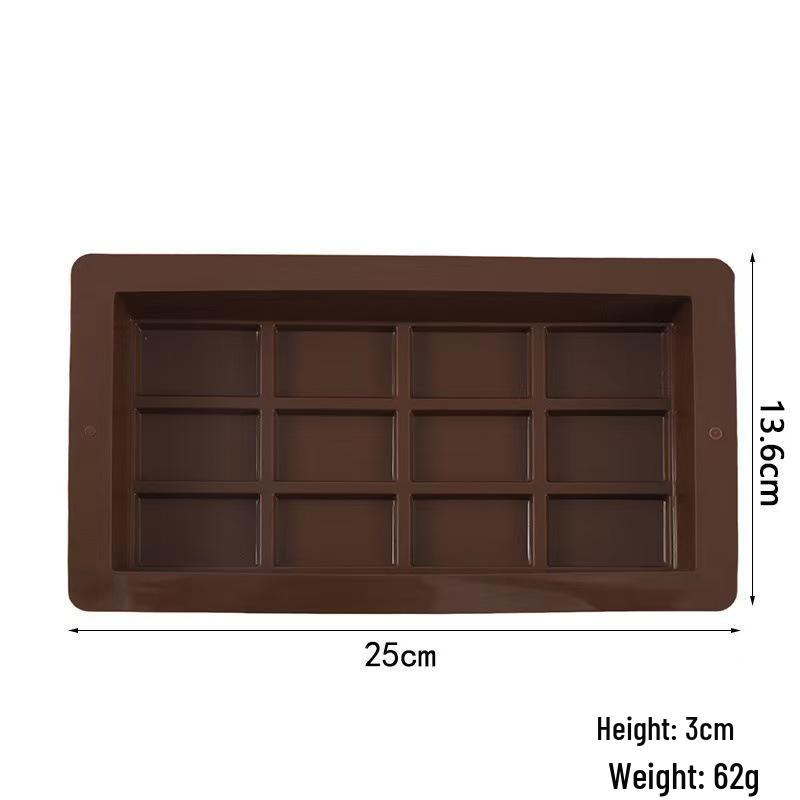 6-Cavity Rectangle Silicone Chocolate Mold for Easy Release and High-Temperature Resistant Dessert Making.