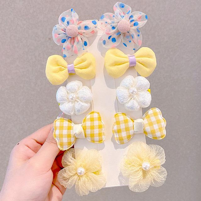 10PCS Children's Hairpin Princess Little Girl Sweet Cute Mesh Broken Hair Clip Cute Baby Does Not Hurt Hair Headdress Suit